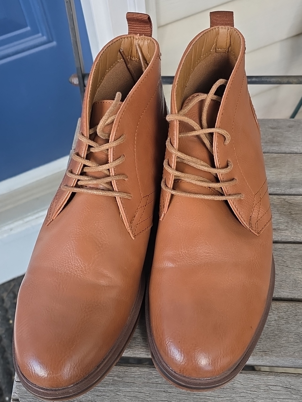 Sonoma Men's Aaron Cognac Brown Lace-Up Chukka Ortholite Eco Boots- Size 8.5 Med